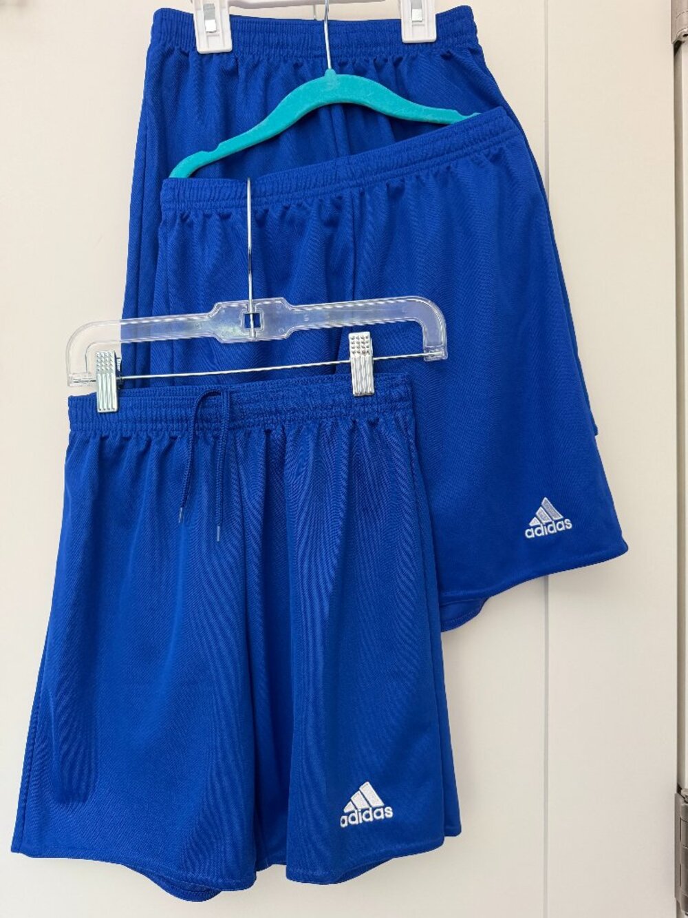 adidas Boys Royal Blue AEROREADY Soccer Shorts 3-Pack Athletic Youth Medium